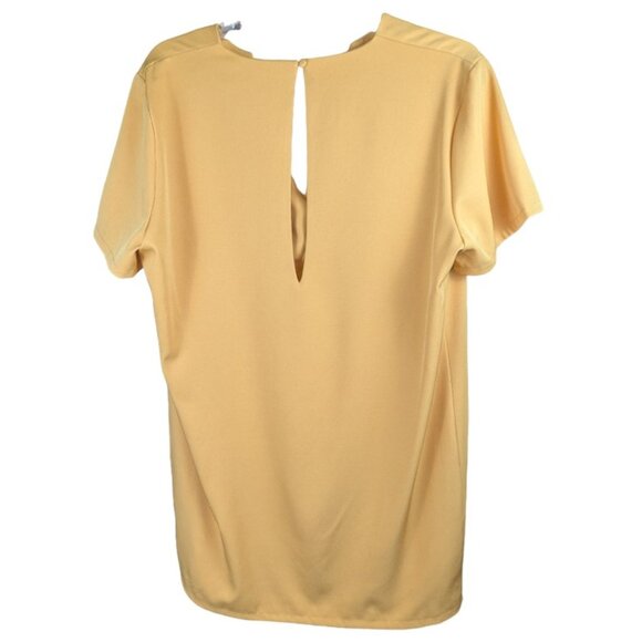 AmyEnjoyLife Mini Shirt Dress XL Long V-Neck Short Sleeve Keyhole Back Mustard - Picture 3 of 8